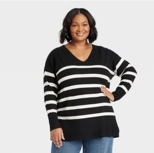 Women's Cozy Knit V-Neck Tunic Pullover Sweater Ava & Viv 1x